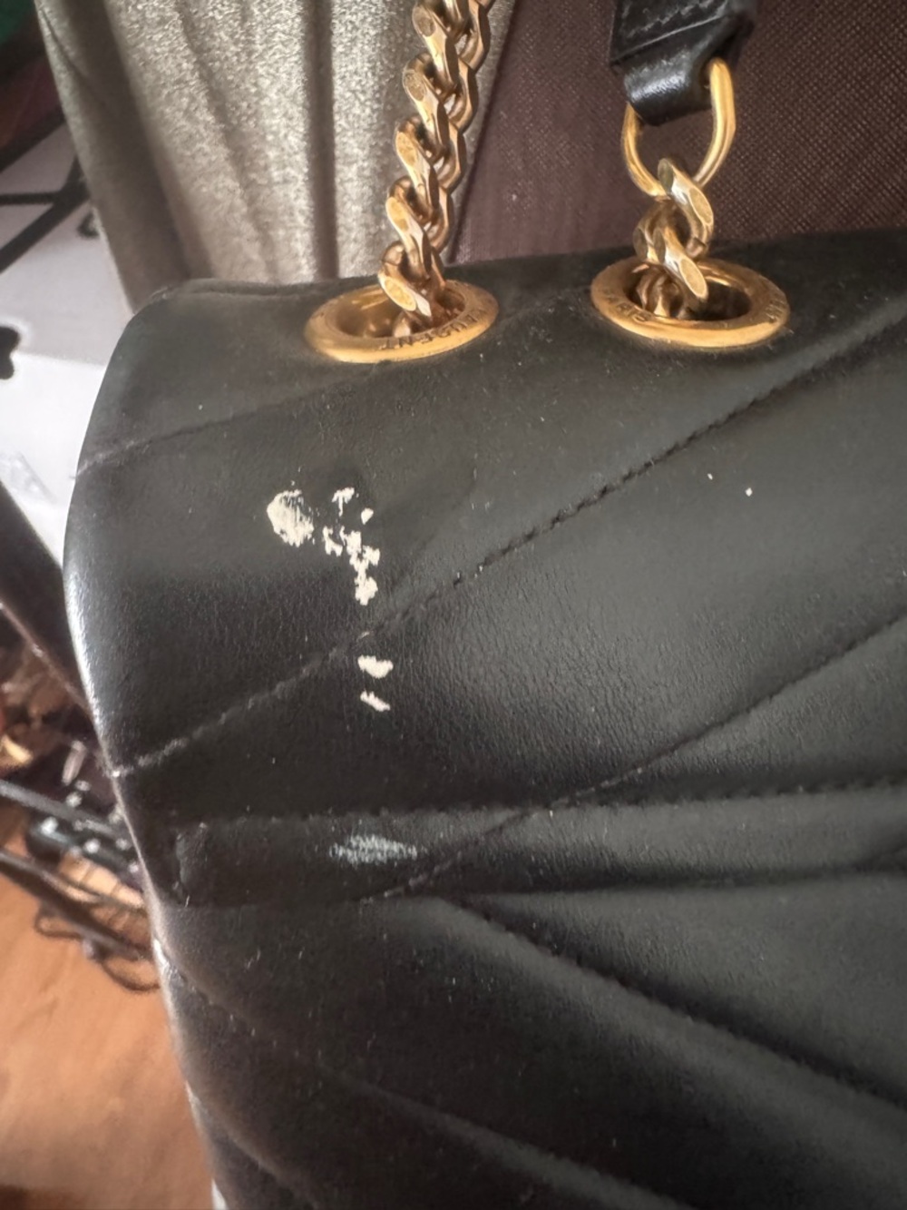 Yves Saint Laurent Black Quilted Leather Shoulder Bag with Gold YSL - Picture 5 of 10